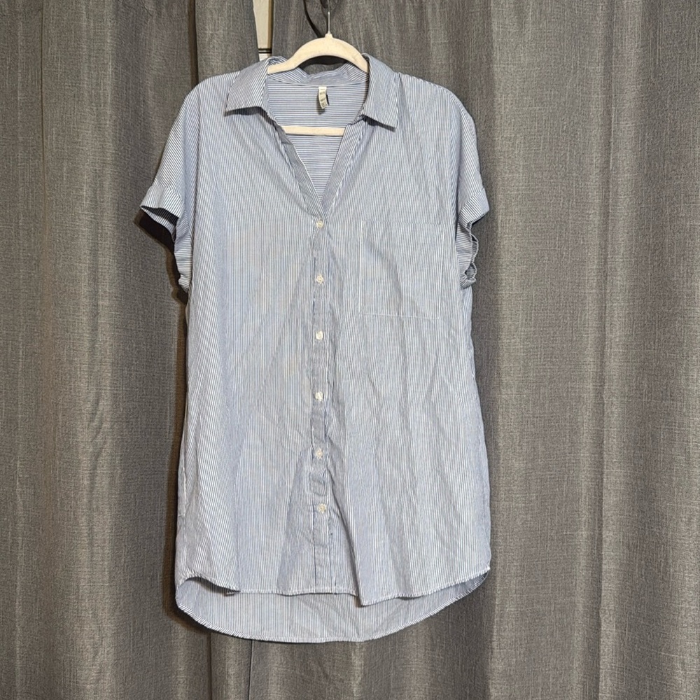 TRF Zara striped oversize cap sleeve mini shirtdress with pockets
